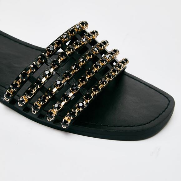Stella embellished black/gold sandal size 9.5 - Picture 5 of 5
